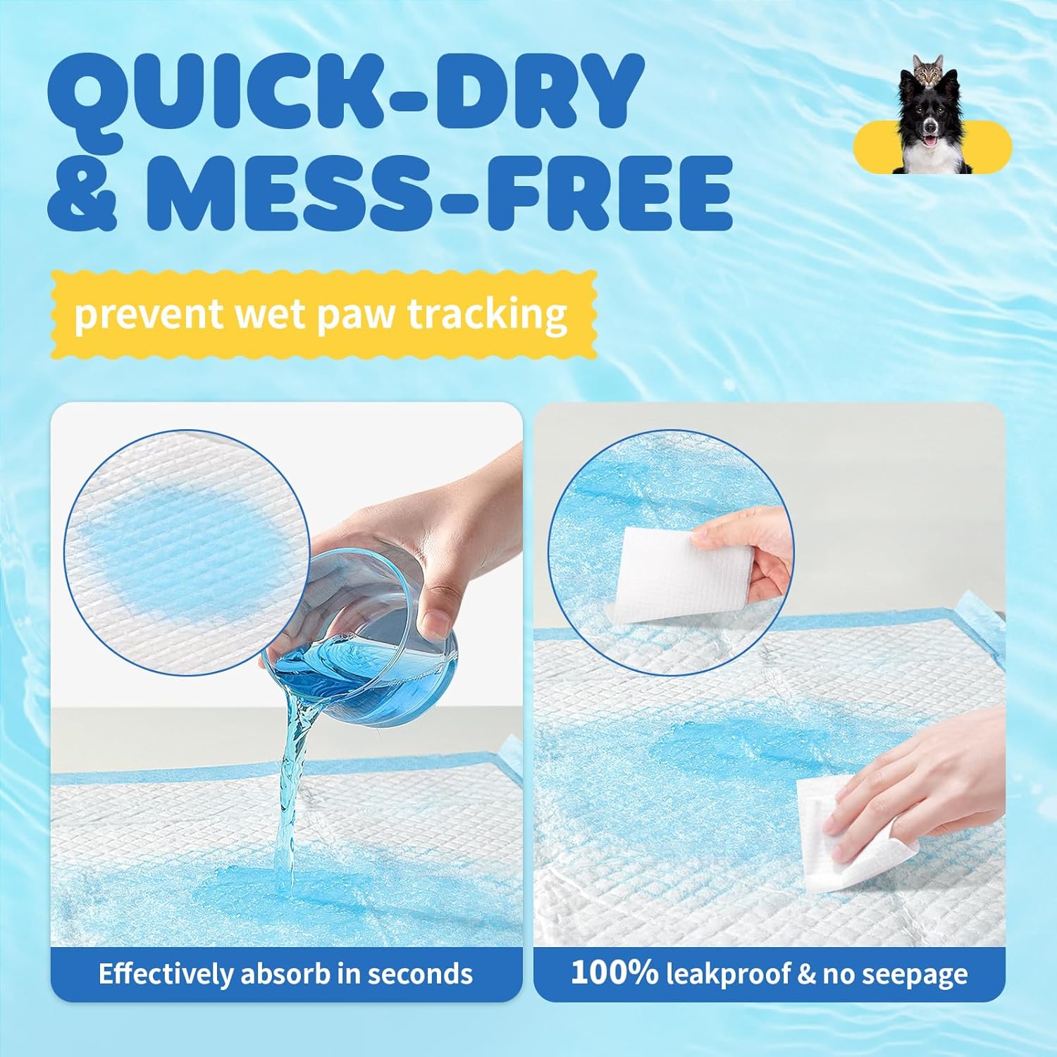 Poupipets Extra Large 6-Layer Leak-Proof Puppy Training Pads 34 x 28 Inch Quick-Dry 100 Pack