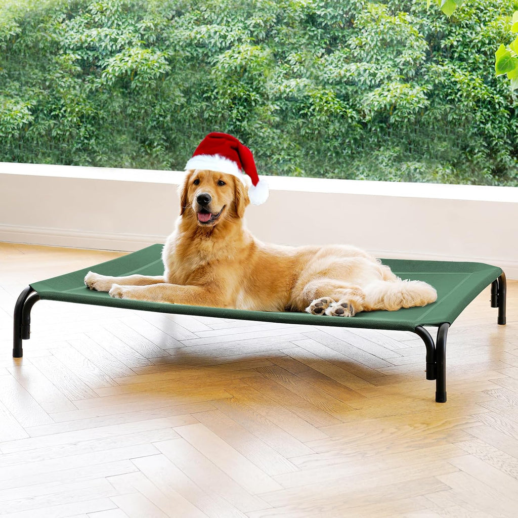 Poupipets Elevated Dog Resting Bed with Durable Frame and Easy-Clean Mesh Cover