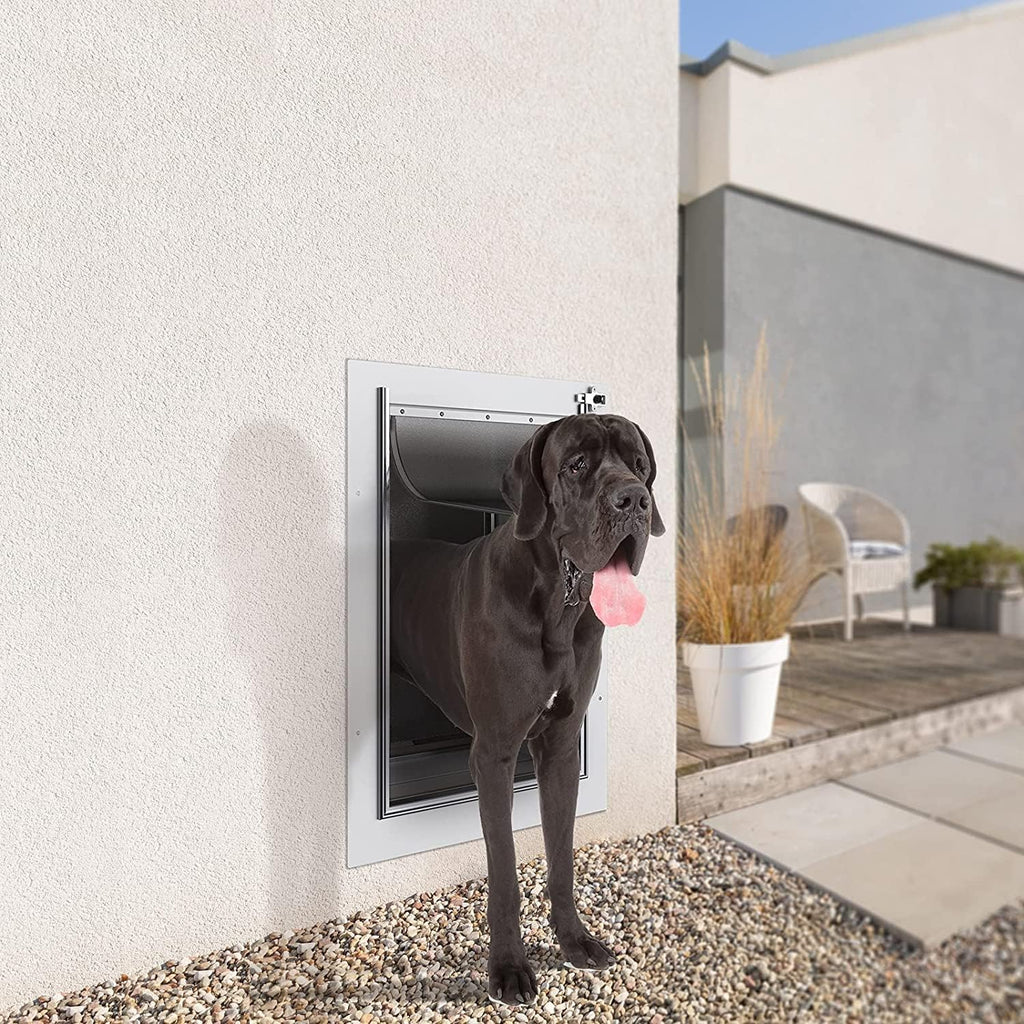 Poupipets 3-Flap Wall Pet Door with Steel Frame and Aluminum Lock