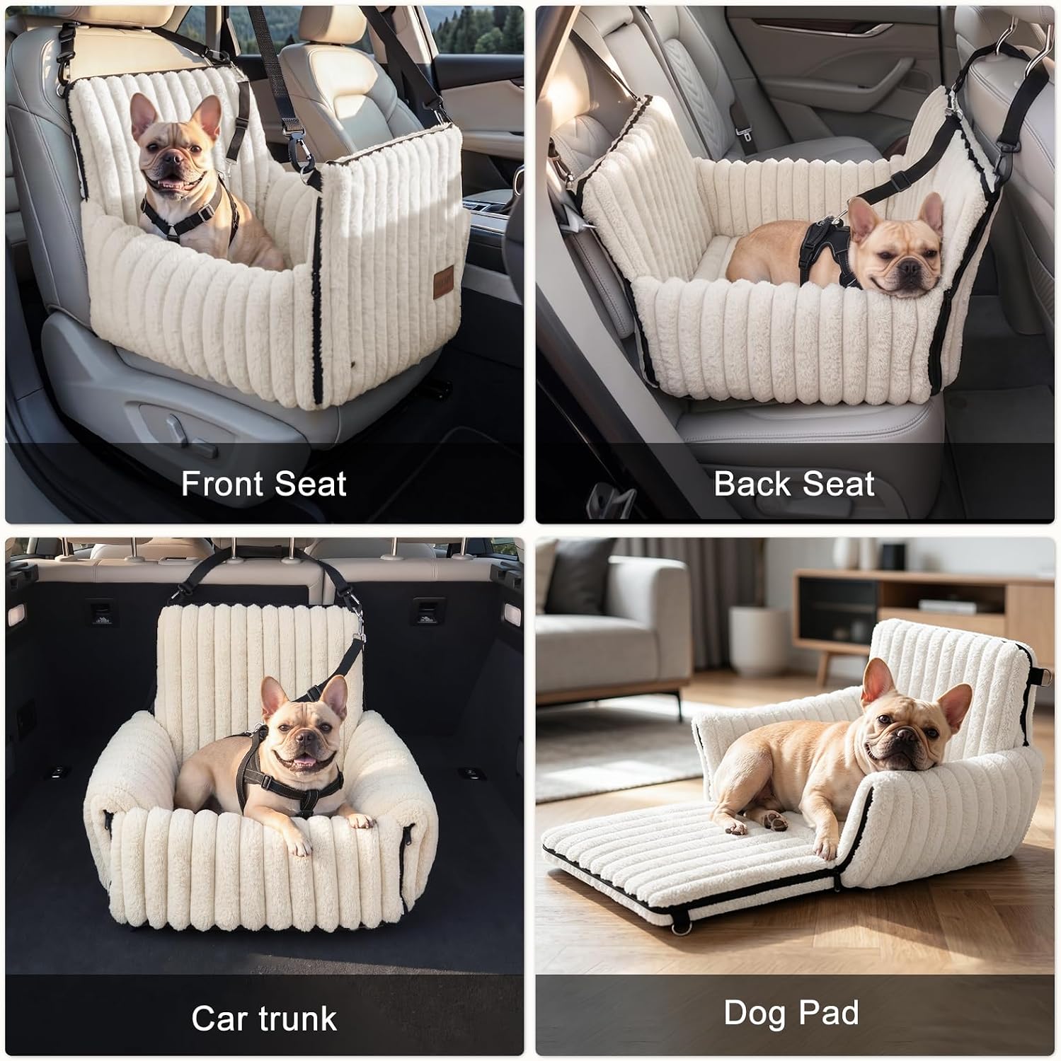 Poupipets Convertible Dog Booster Seat with Removable Cover for Car Travel and Home Use