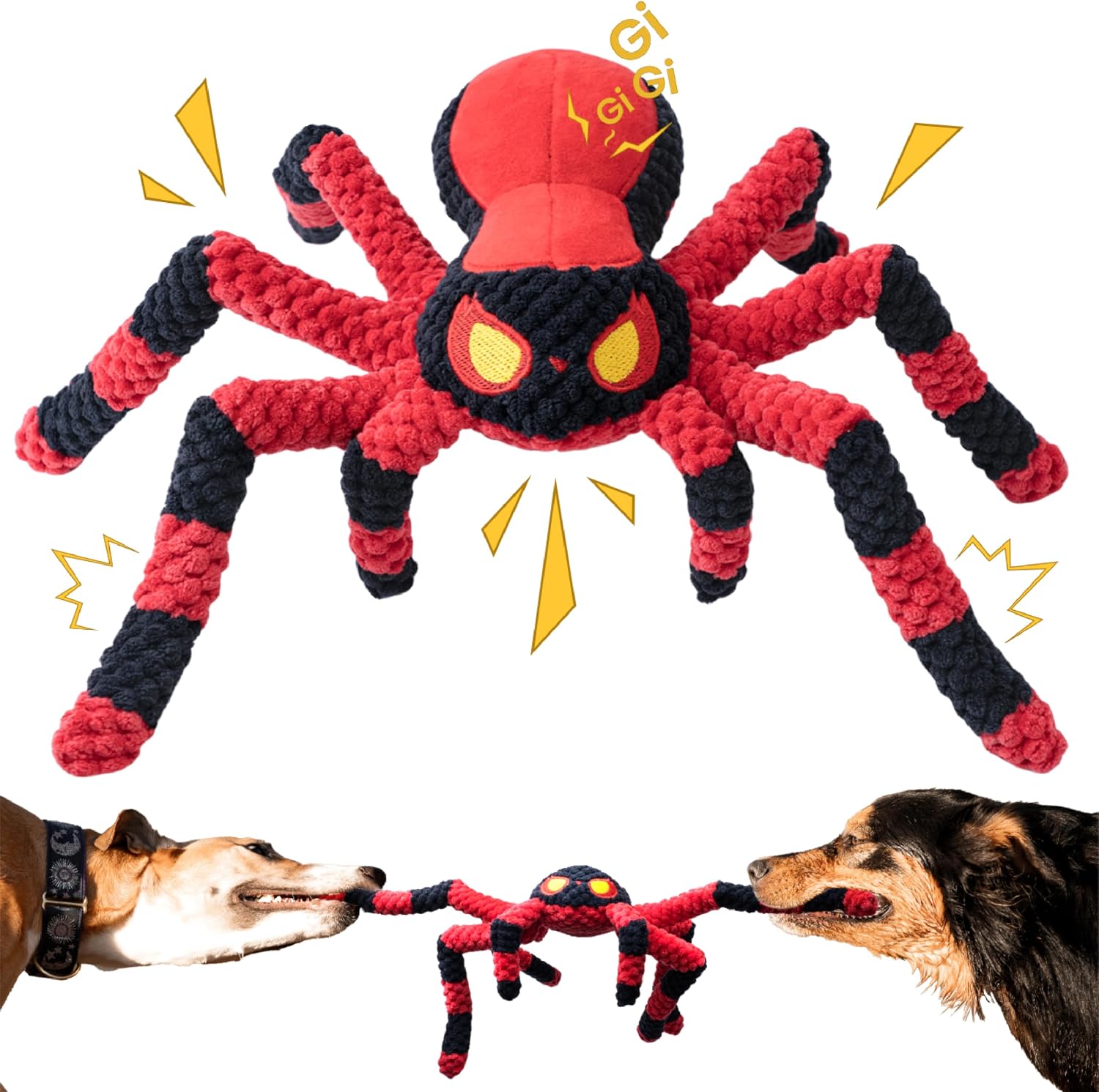 Dailypets Interactive Octopus Dog Plush Toy with Squeaky Crinkle Tug Design