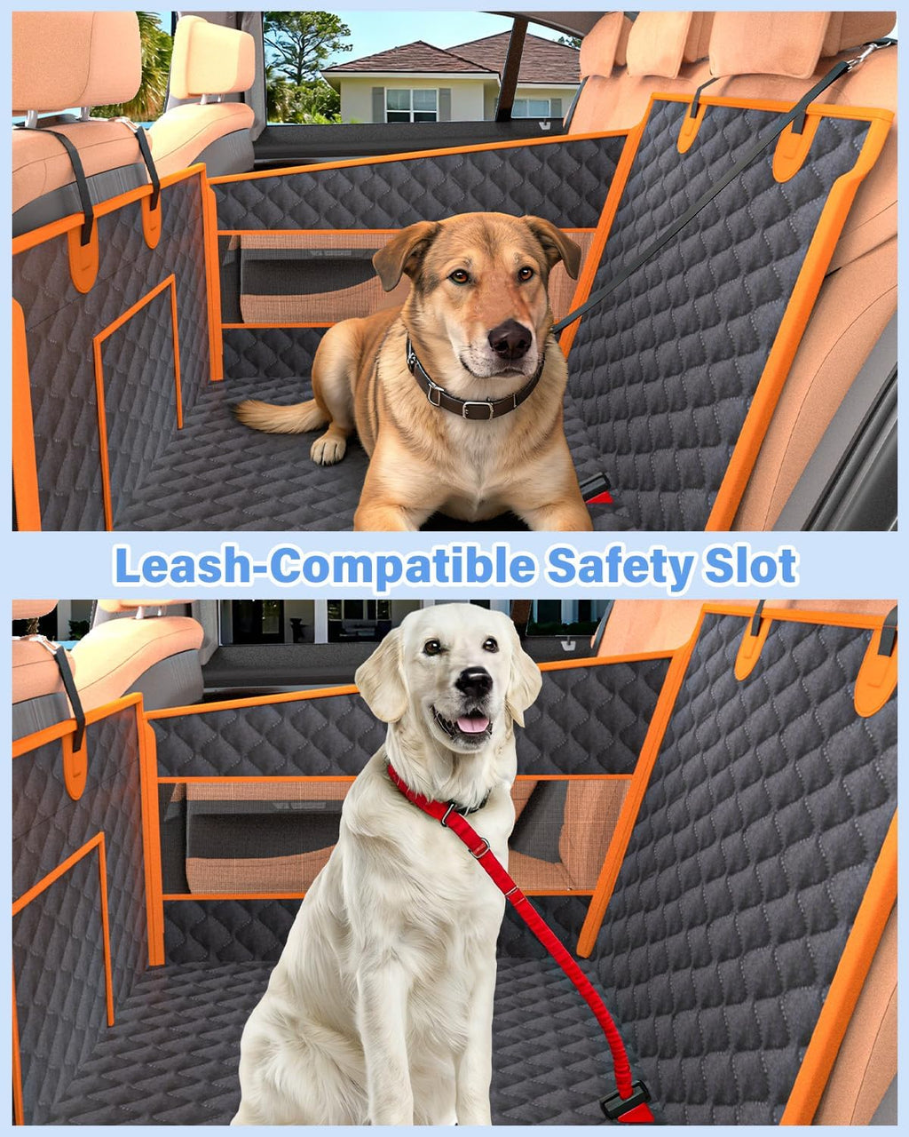 Poupipets Half Back Seat Dog Extender with Hard Base and Breathable Mesh Panels