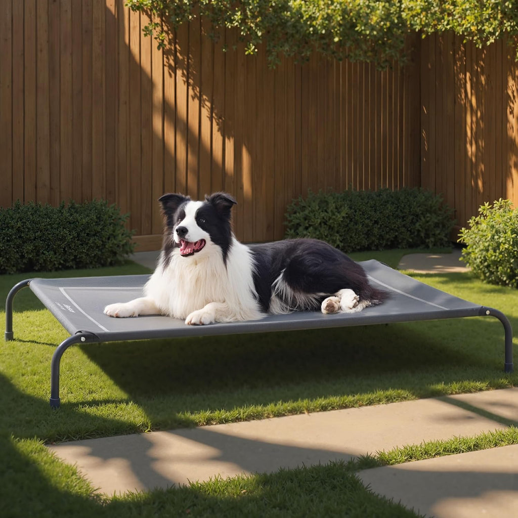 Poupipets Elevated Cooling Dog Bed with Breathable Teslin Mesh for Indoor & Outdoor Use