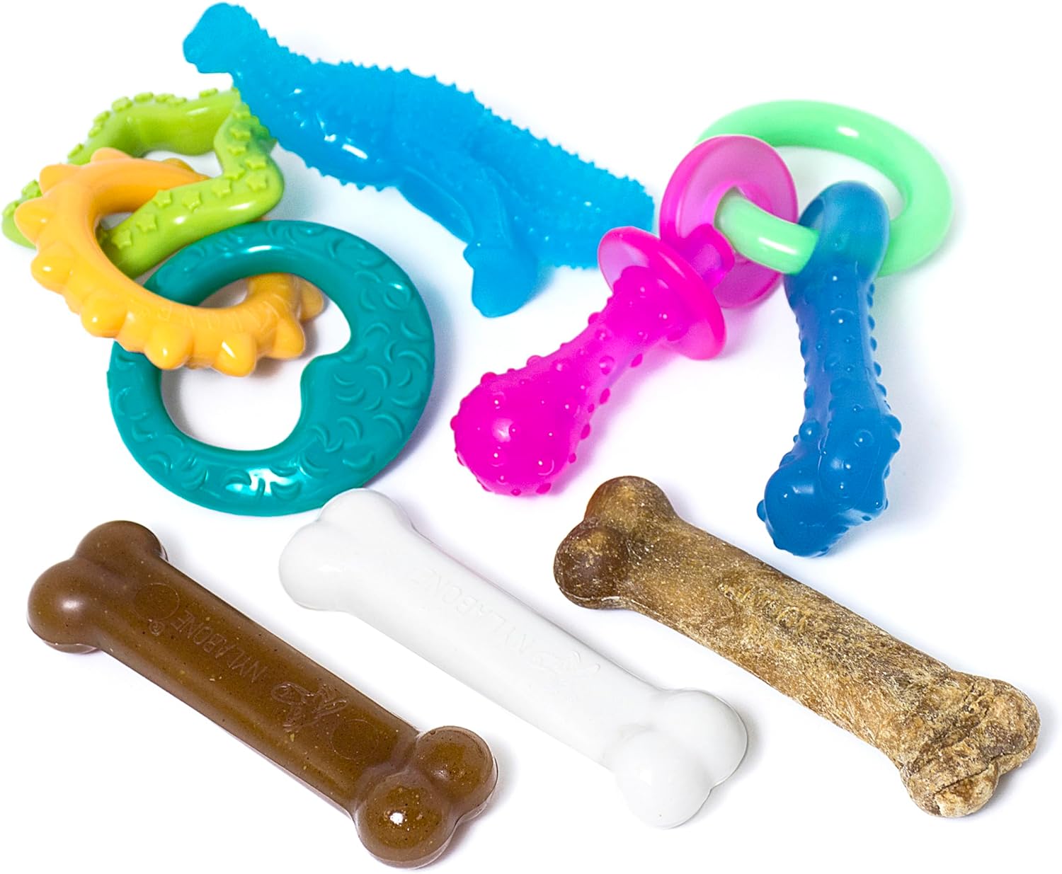Dailypets Puppy Teething Chew Toy with Gum Massaging Texture and Bacon Flavor