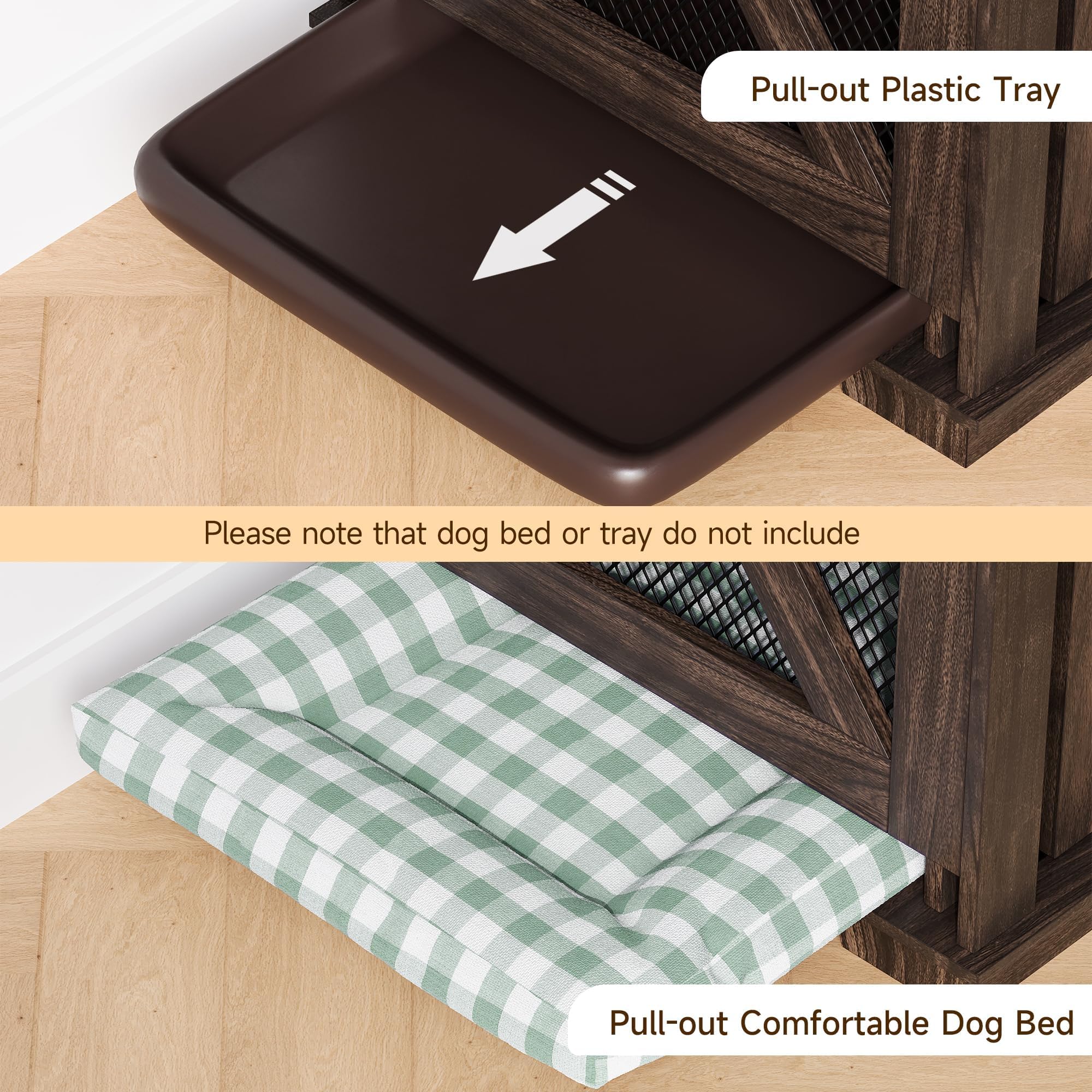 Dailypets Double Dog Crate Furniture with Storage Shelves and Removable Divider