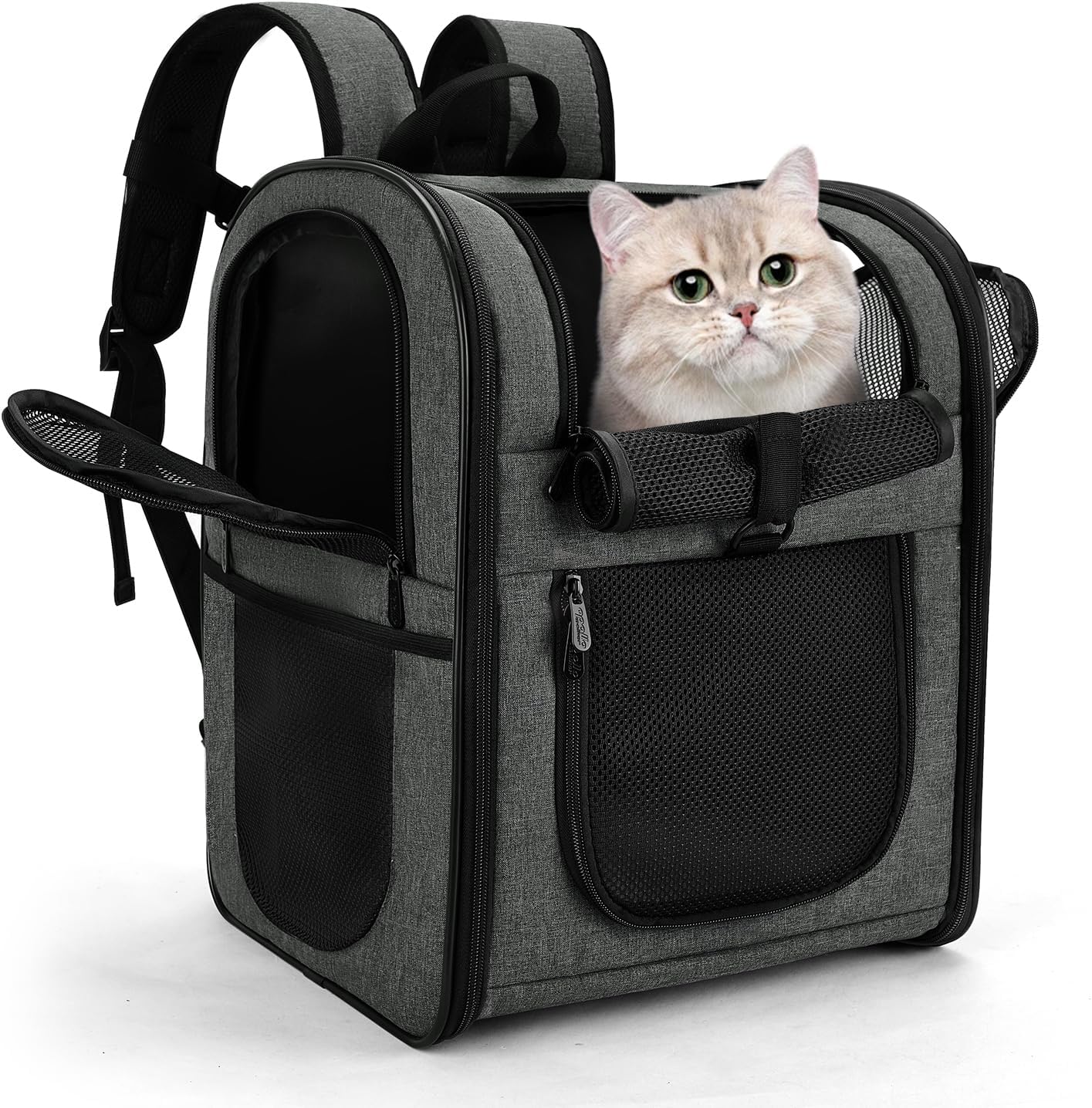 Poupipets Supportive Pet Hiking Backpack with Removable Pad and Expandable Options