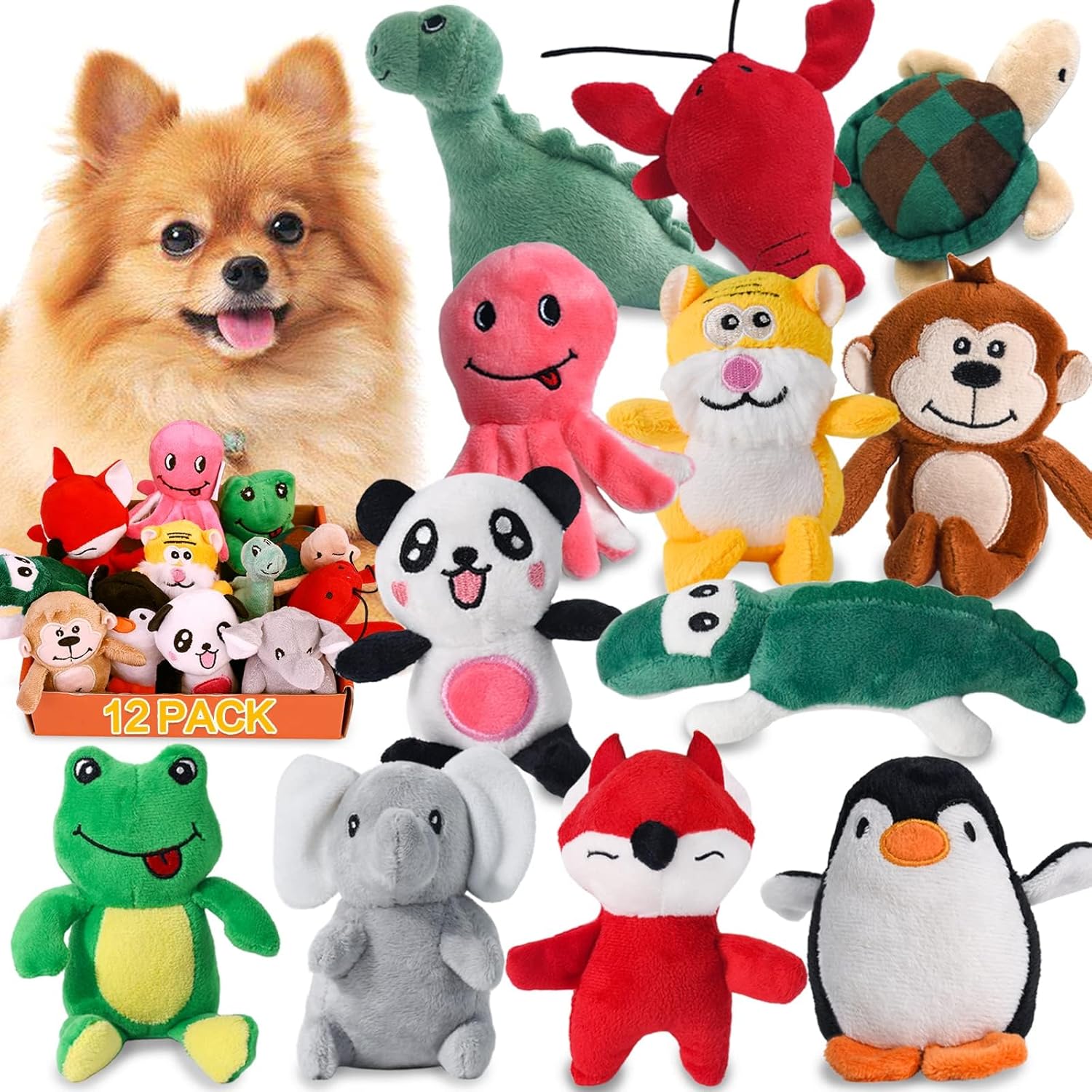 Dailypets Interactive Octopus Dog Plush Toy with Squeaky Crinkle Tug Design