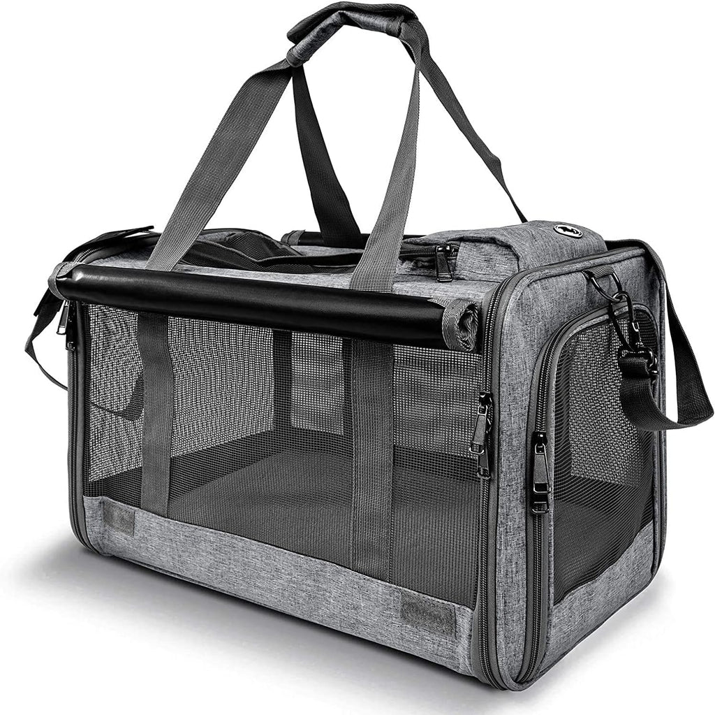 Poupipets Large Pet Travel Bag with Mesh Windows and Dual Entry for Pets up to 20 lbs
