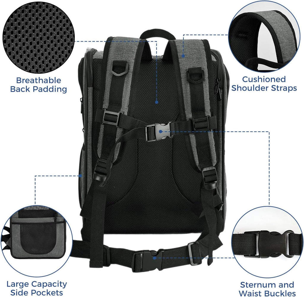 Poupipets Supportive Pet Hiking Backpack with Removable Pad and Expandable Options
