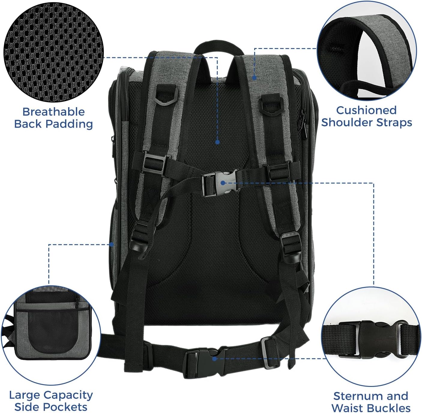 Poupipets Supportive Pet Hiking Backpack with Removable Pad and Expandable Options