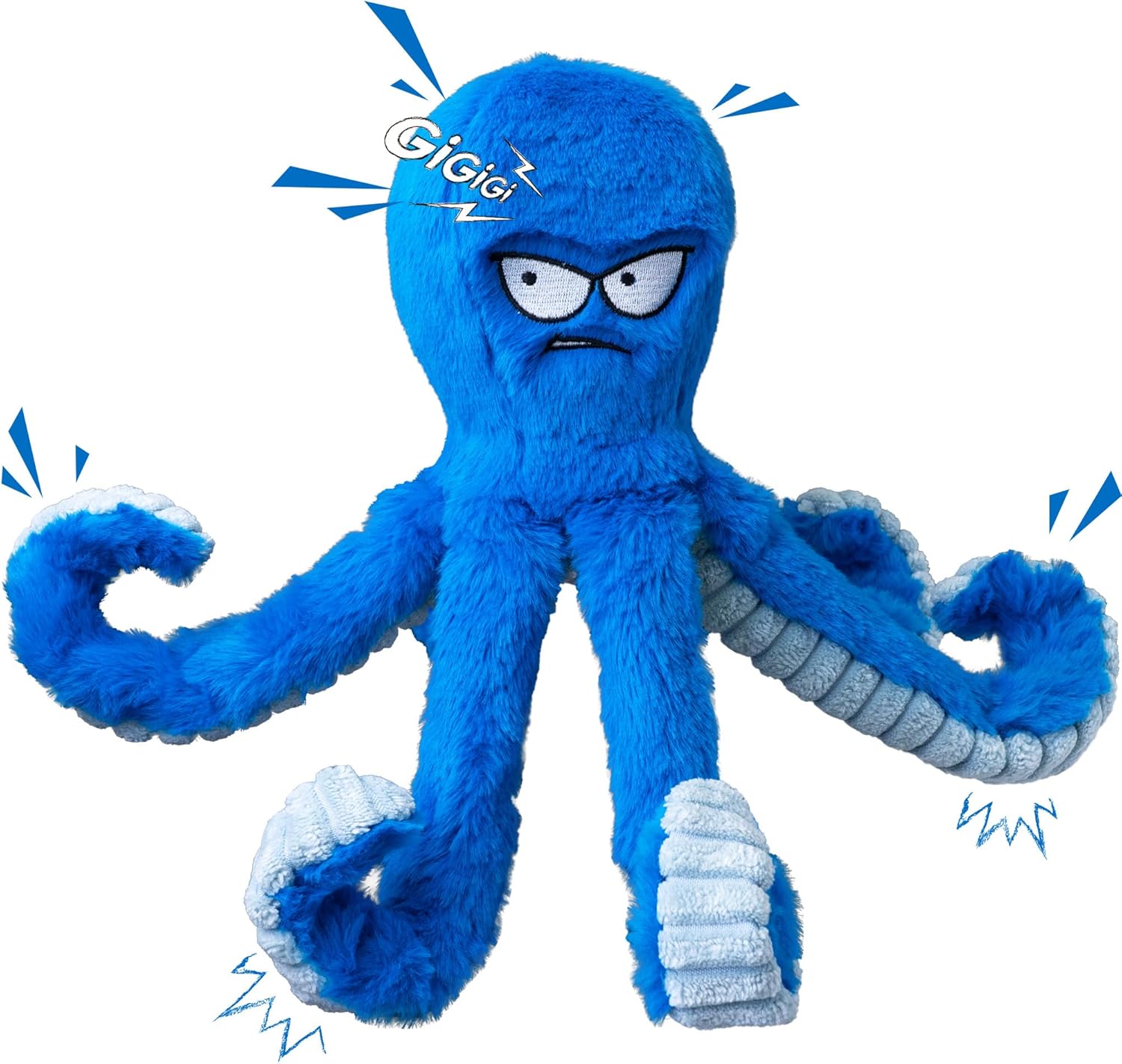 Dailypets Interactive Octopus Dog Plush Toy with Squeaky Crinkle Tug Design