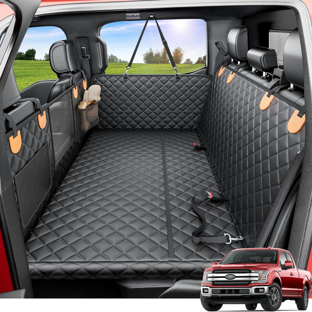 Poupipets XL Dog Truck Seat Extender with 450 lb Hard Base and Waterproof Cover