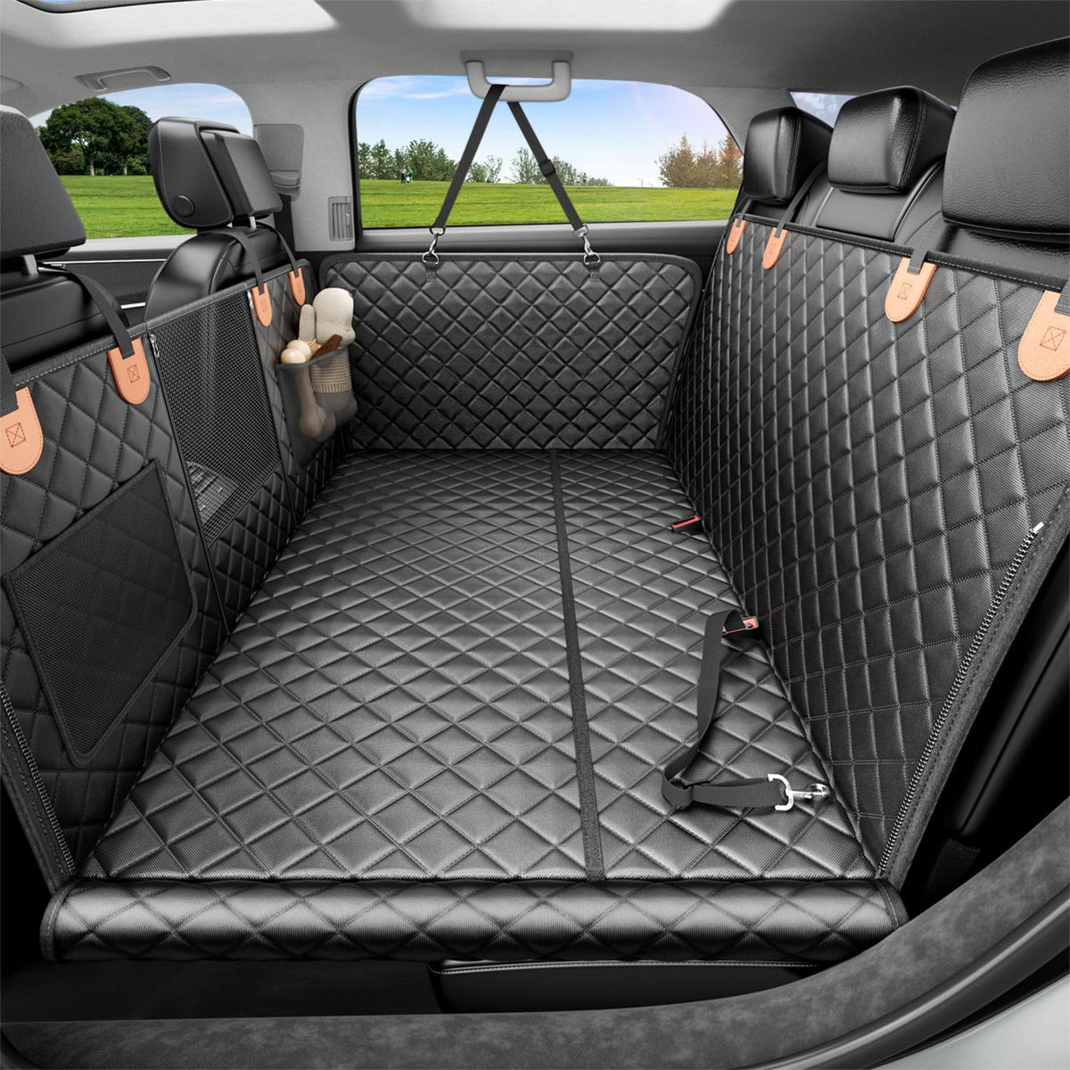 Poupipets XL Dog Truck Seat Extender with 450 lb Hard Base and Waterproof Cover