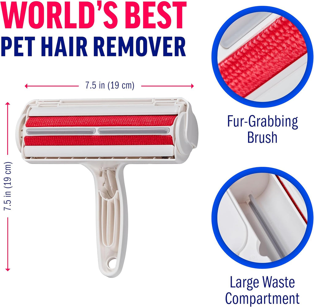 Poupipets Reusable Pet Hair Remover Roller for Dogs & Cats on Furniture, Carpets, Bedding & Car Seats