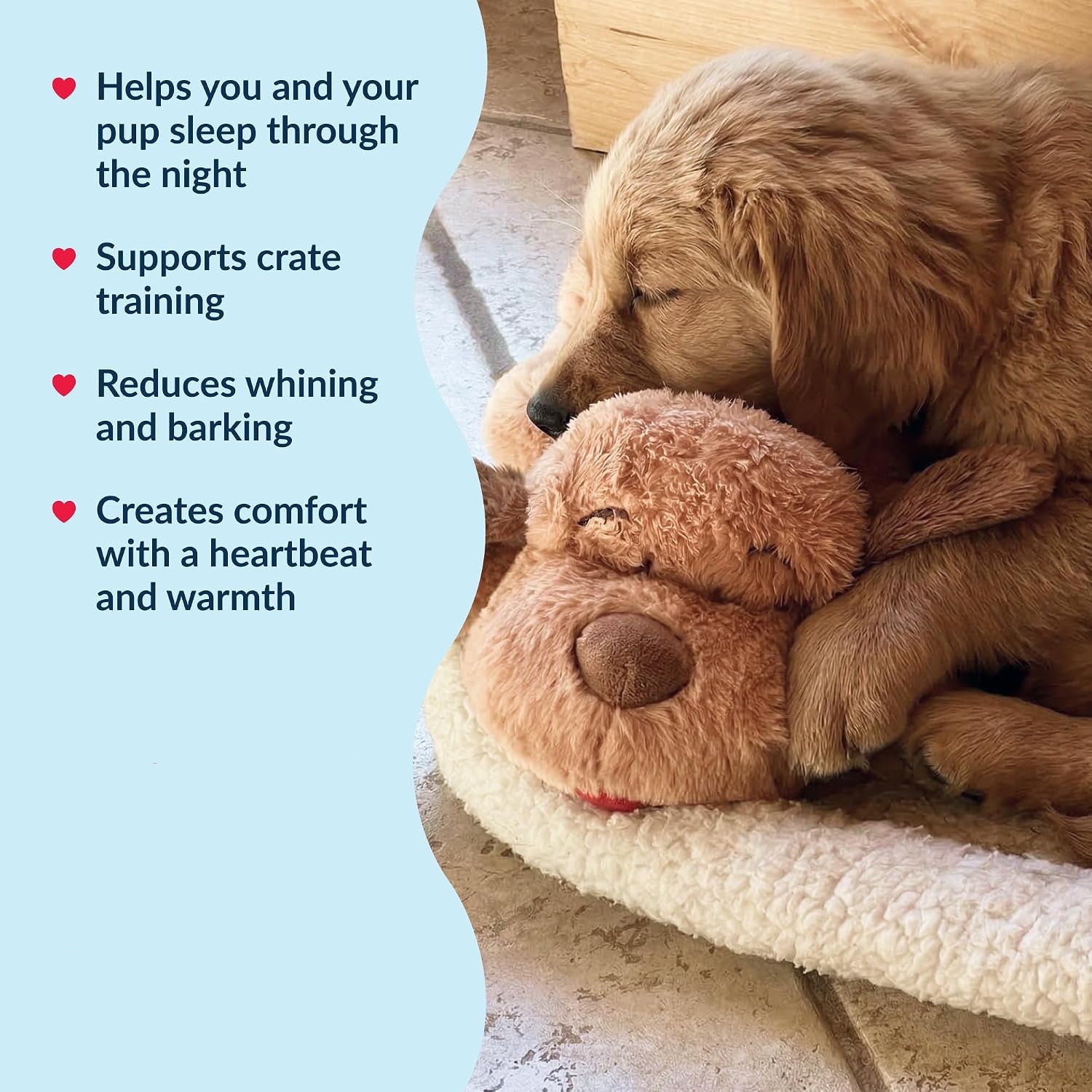 Dailypets Puppy Comfort Plush Toy with Heartbeat and Heat Pack for Rest and Sleep