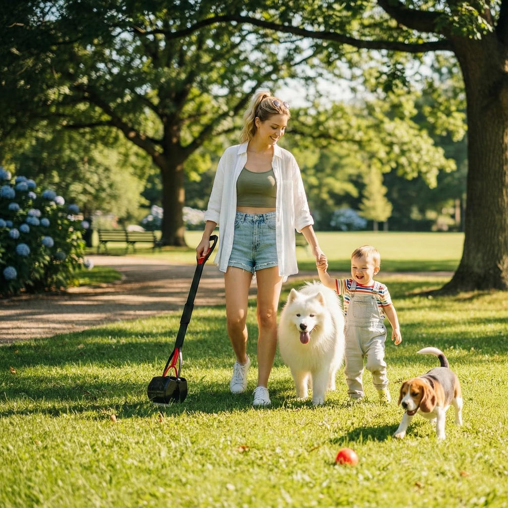 Poupipets Heavy Duty 2-Pack Dog Poo Scooper with XL 33" Handle for All Dogs