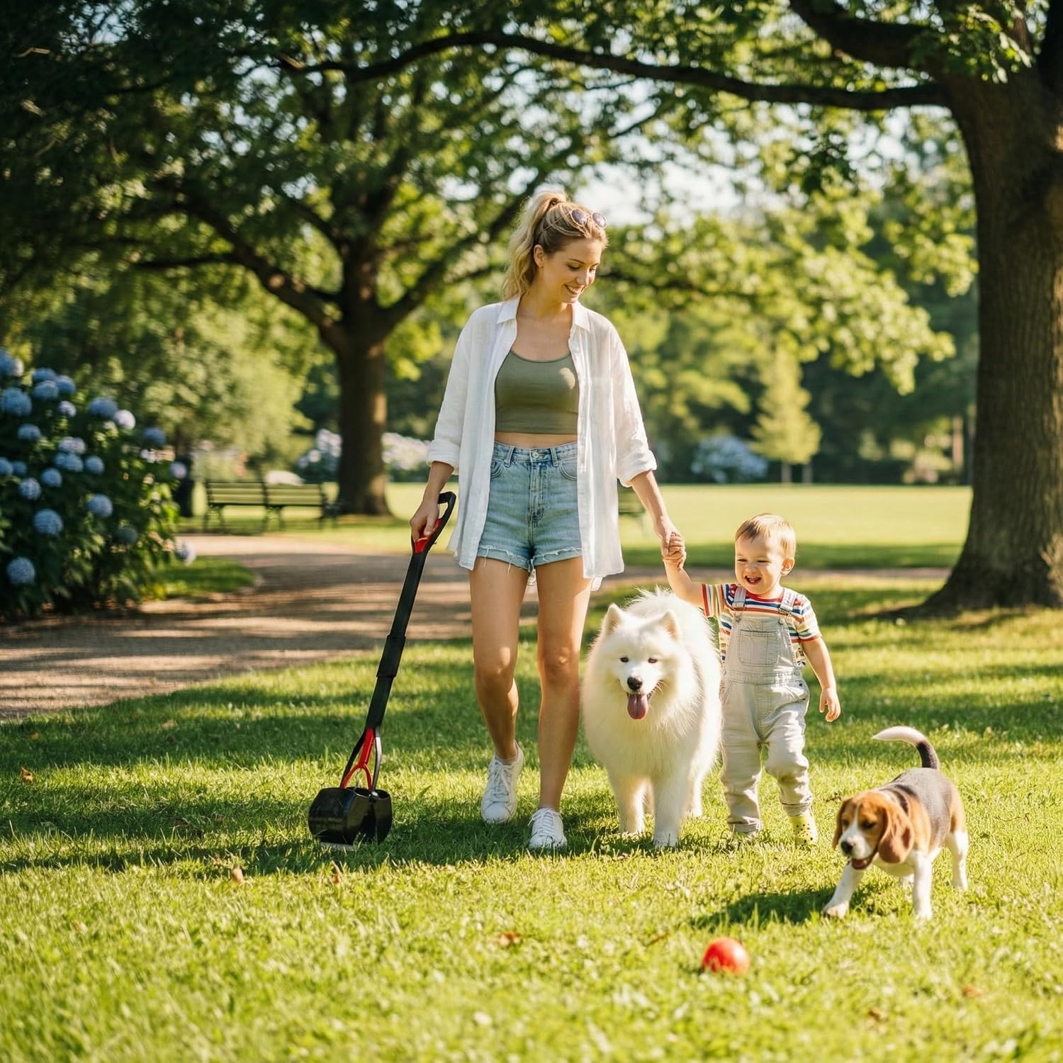 Poupipets Heavy Duty 2-Pack Dog Poo Scooper with XL 33" Handle for All Dogs