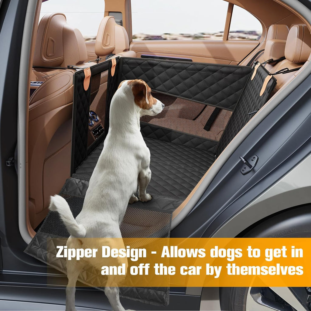 Poupipets Structured Dog Car Hammock with Hard Bottom and Ventilated Mesh Sides