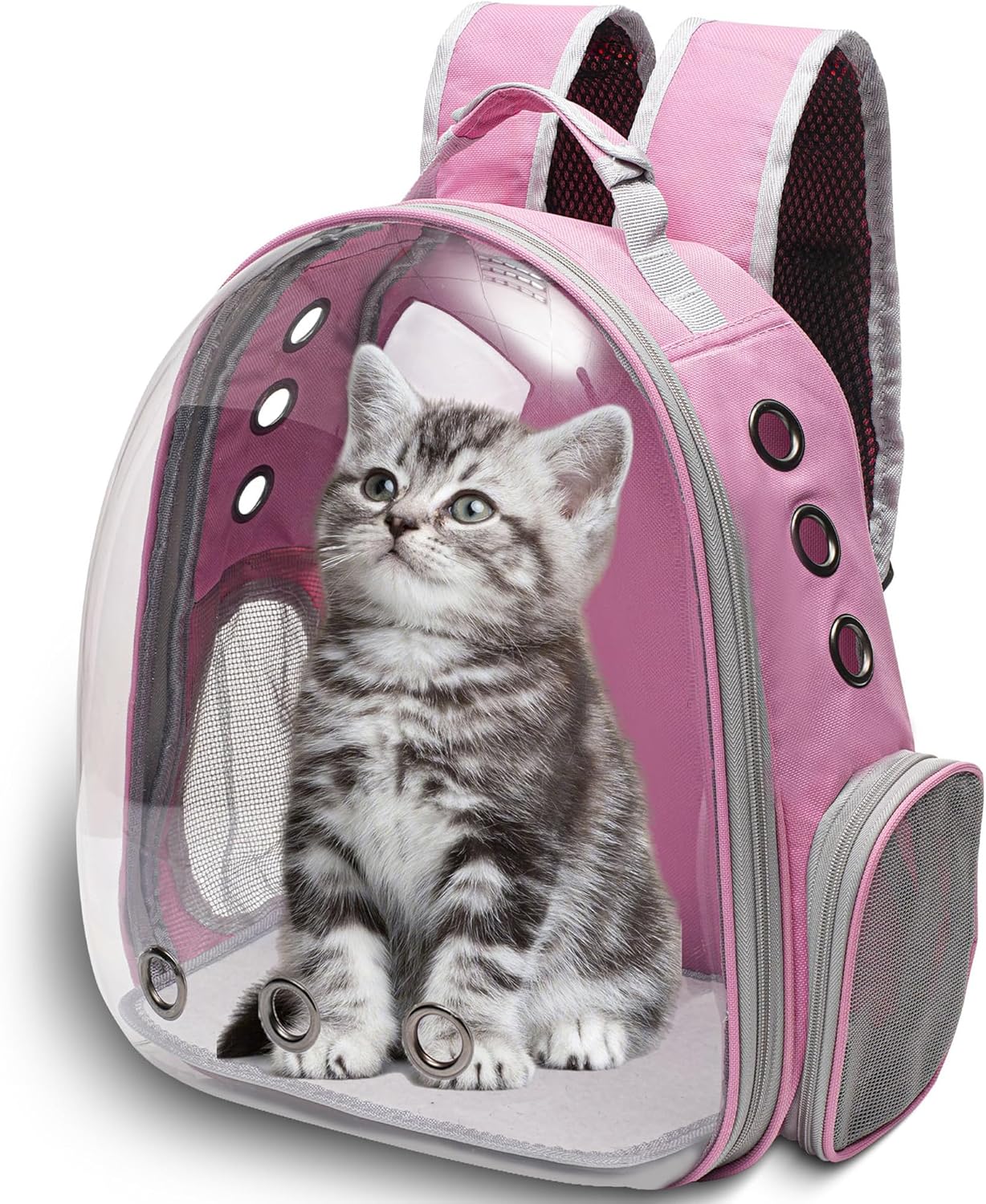 Poupipets Portable Cat Backpack with Wide Viewing Window and Ventilated Side Panels