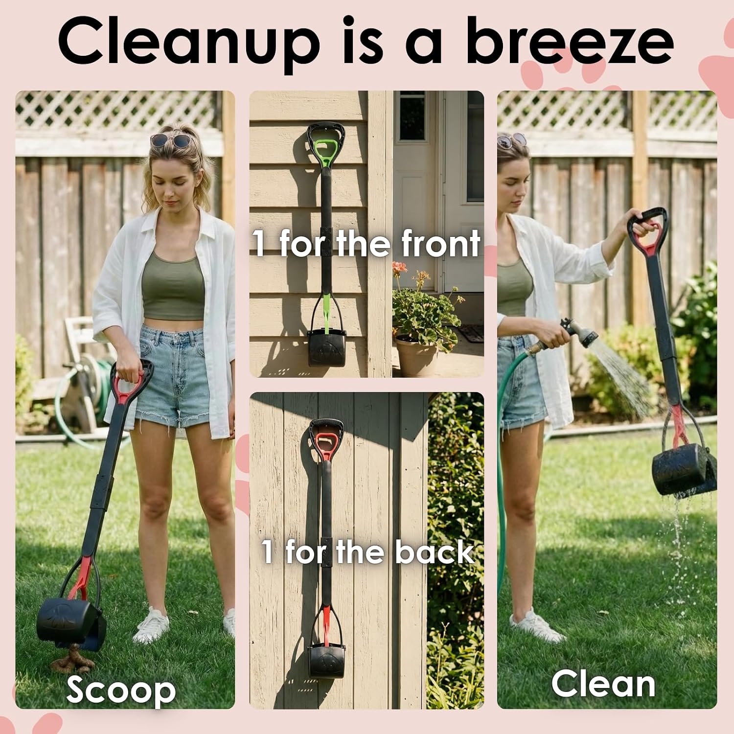 Poupipets Heavy Duty 2-Pack Dog Poo Scooper with XL 33" Handle for All Dogs