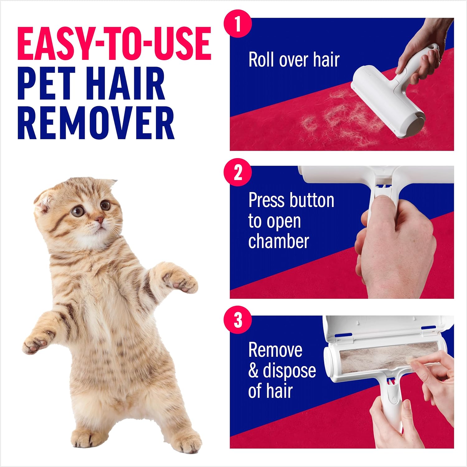 Poupipets Reusable Pet Hair Remover Roller for Dogs & Cats on Furniture, Carpets, Bedding & Car Seats