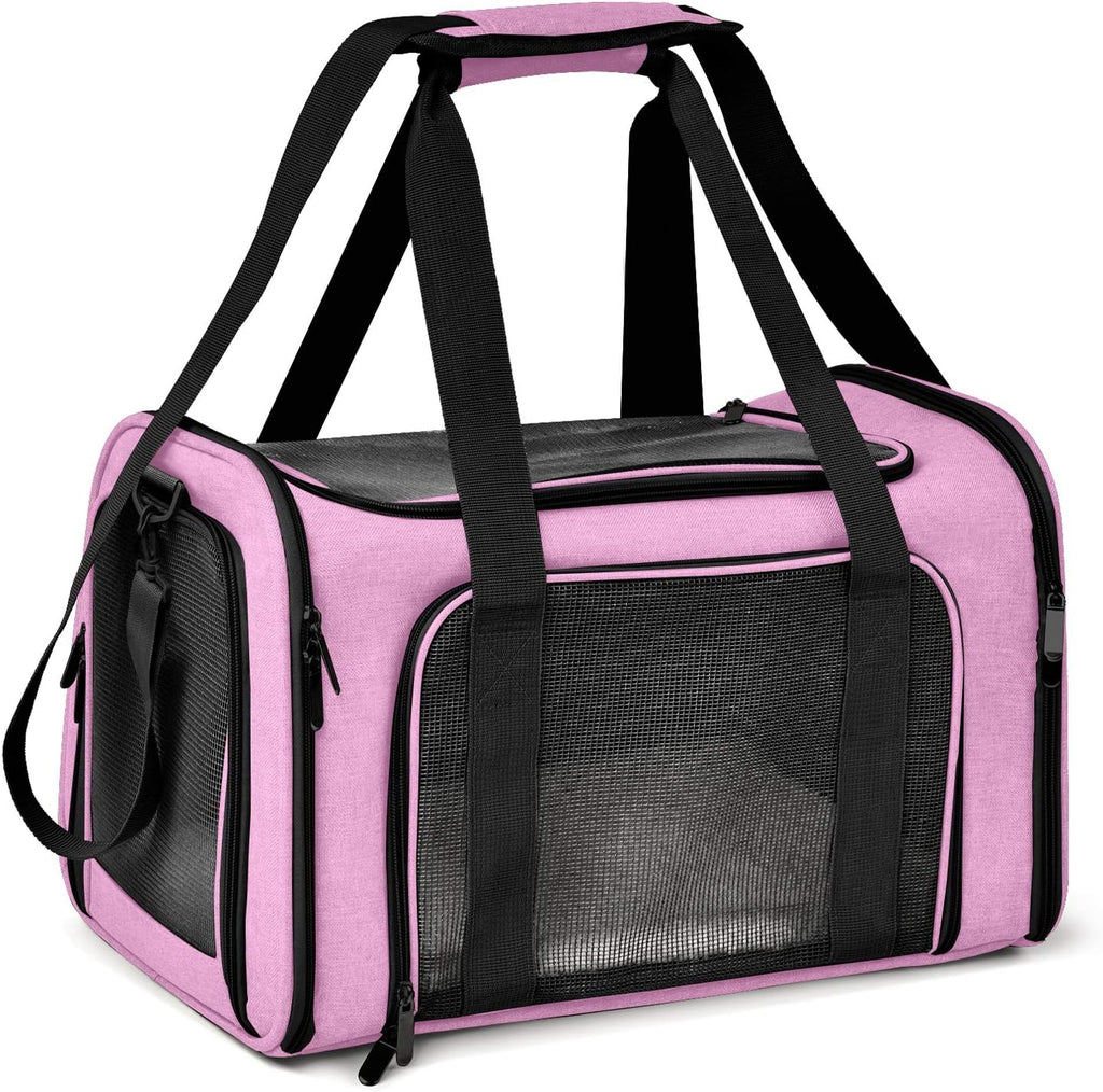 Poupipets Premium Soft Pet Carrier with Mesh Windows and Cozy Travel Mat