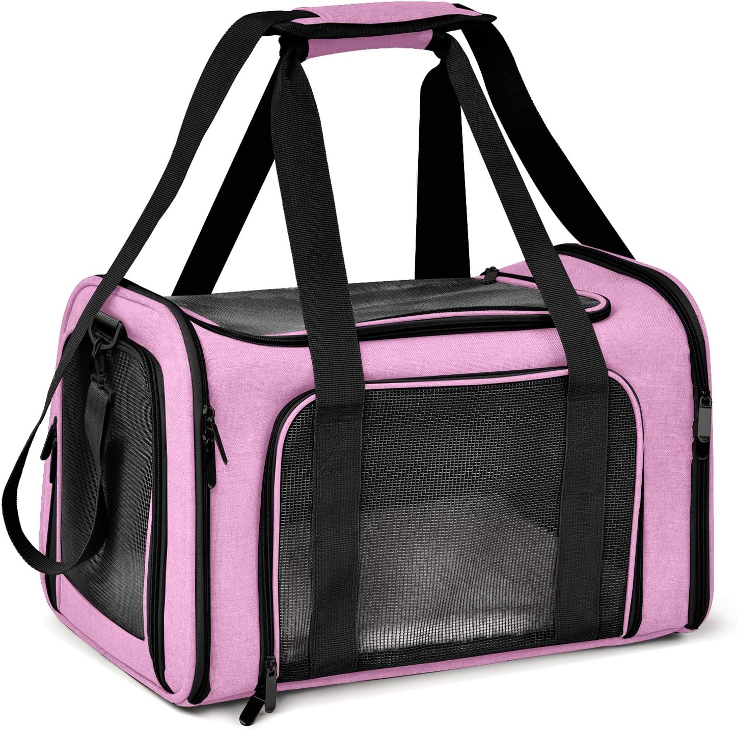 Poupipets Premium Soft Pet Carrier with Mesh Windows and Cozy Travel Mat