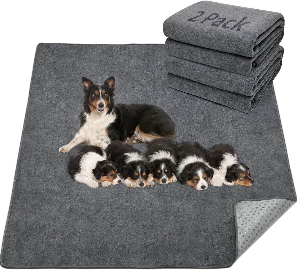Poupipets Washable Reusable Dog Pee Pads 2-Pack with Leakproof TPU Backing and Non-Slip Base