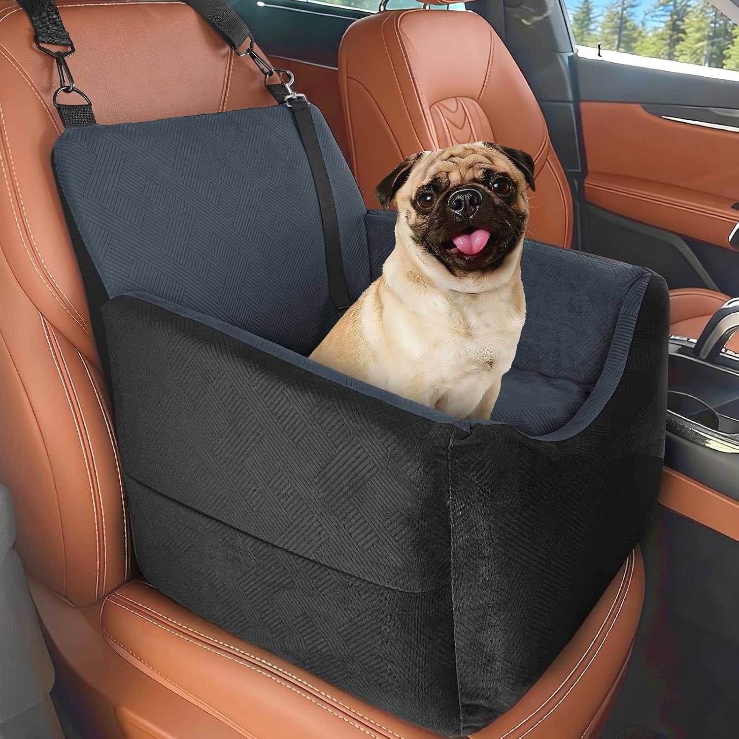 Poupipets Comfortable Dog Booster Seat with Memory Foam Support and Washable Cover