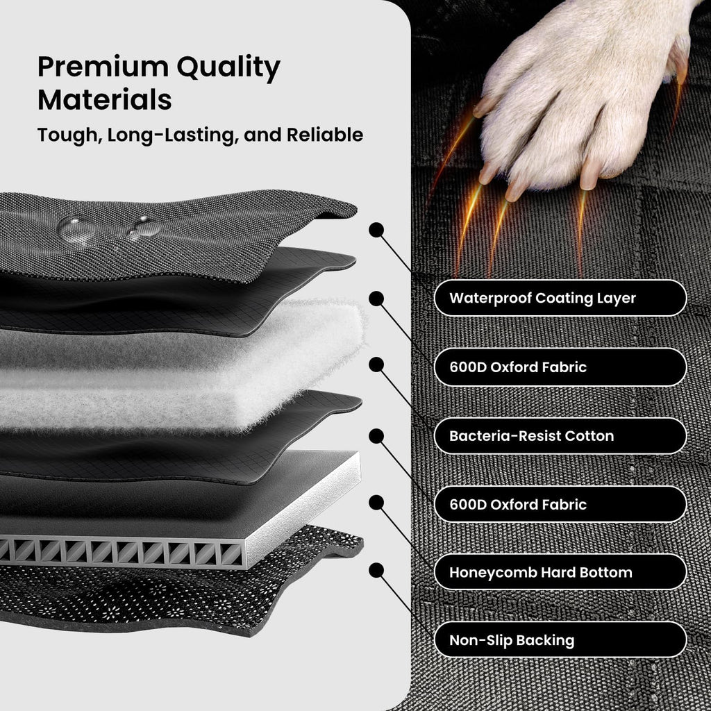 Poupipets XL Dog Truck Seat Extender with 450 lb Hard Base and Waterproof Cover