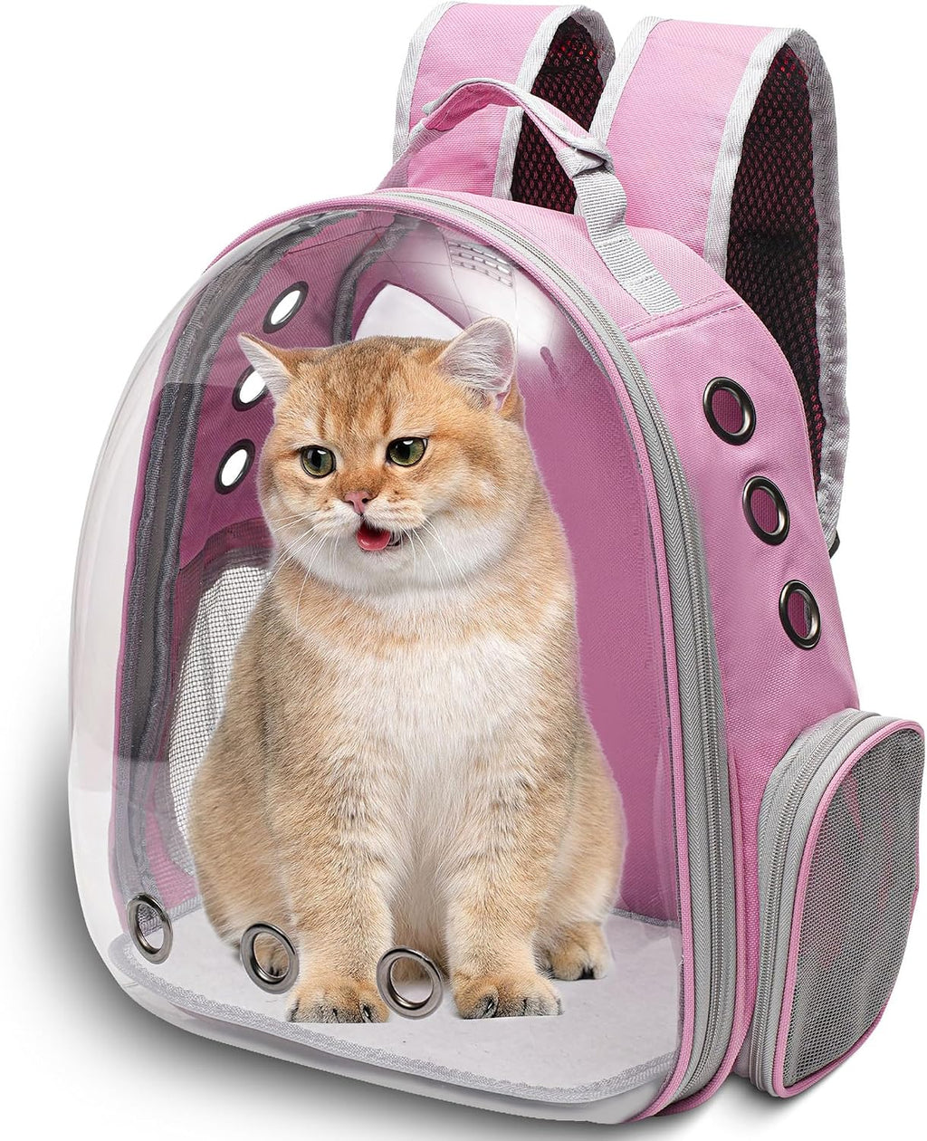 Poupipets Portable Cat Backpack with Wide Viewing Window and Ventilated Side Panels