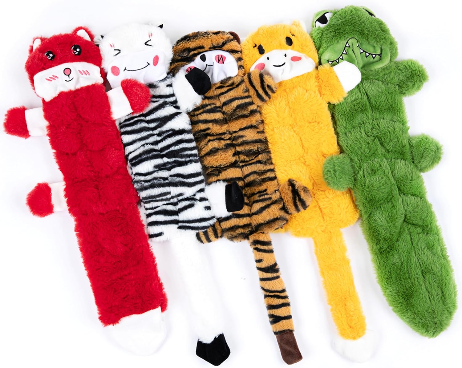 Dailypets 5 Pack Plush Dog Toys with Crinkle Fabric and Dual Squeakers for All Dogs
