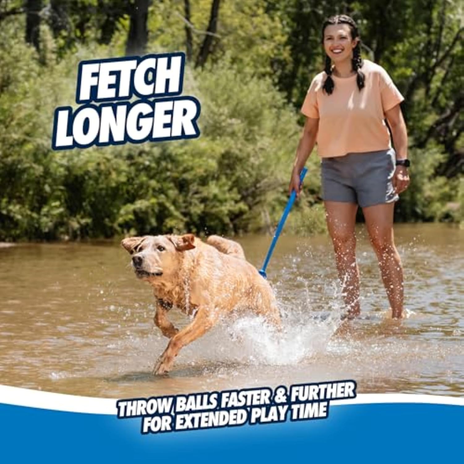 Dailypets Interactive Dog Ball Launcher with 12 Inch Handle and Medium Fetch Ball