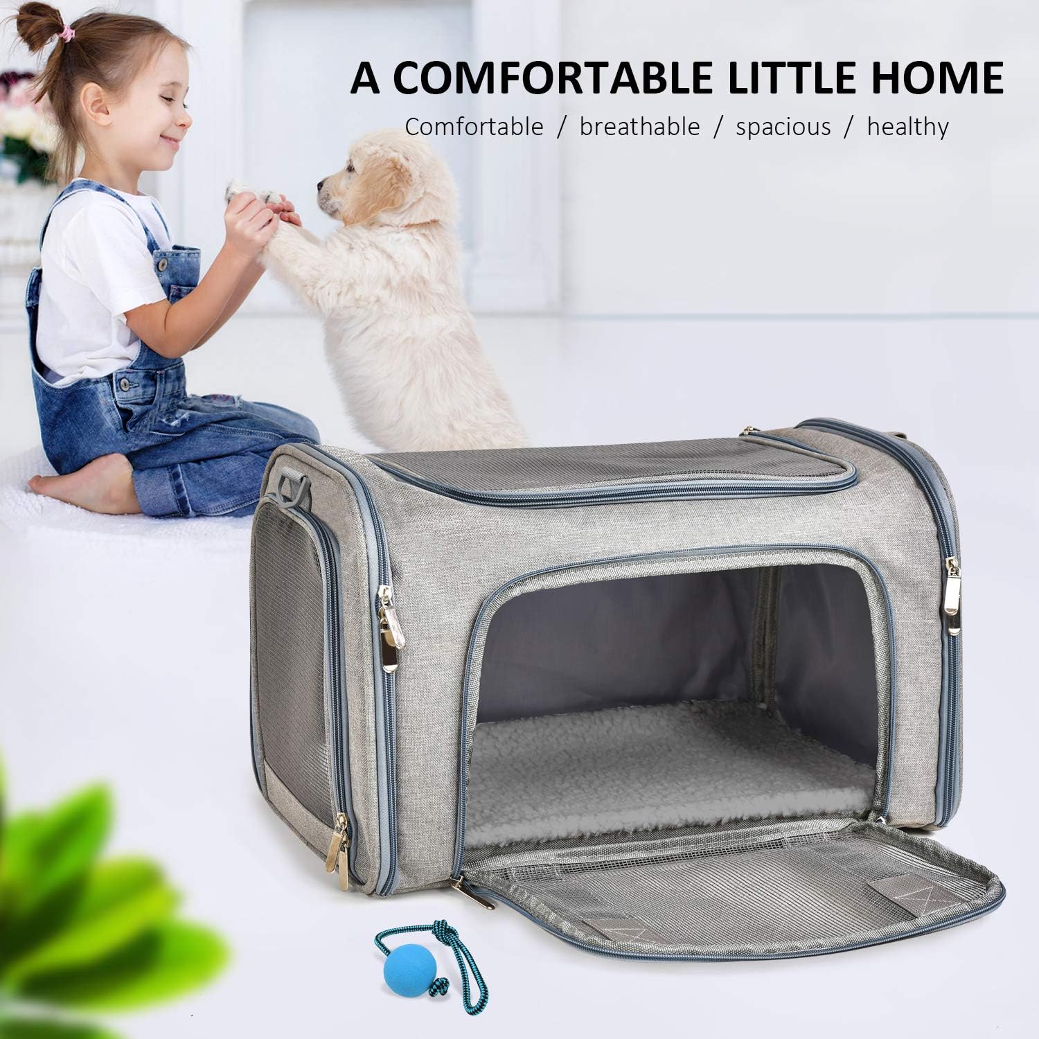 Poupipets Breathable Pet Carry Bag with Removable Mat and Secure Zipper Design
