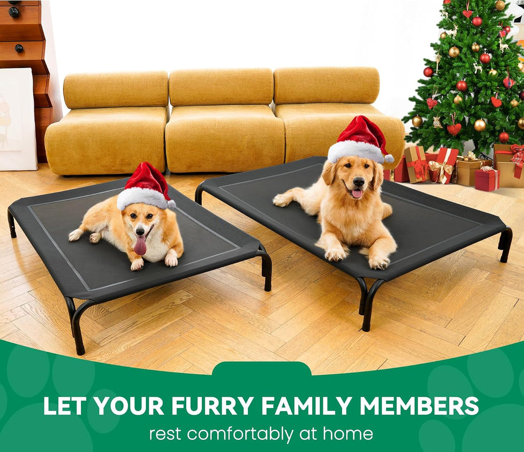Poupipets Elevated Dog Resting Bed with Durable Frame and Easy-Clean Mesh Cover