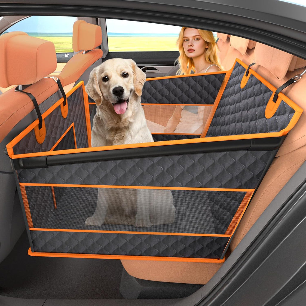 Poupipets Half Back Seat Dog Extender with Hard Base and Breathable Mesh Panels