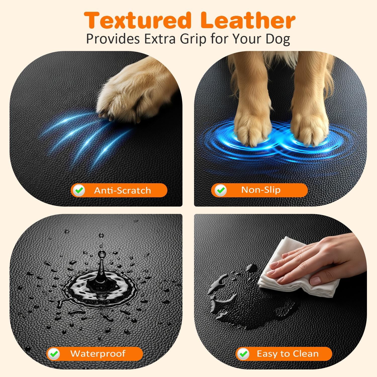 Poupipets Hard Bottom Dog Car Seat Extender with Waterproof PU Leather for Cars, SUVs and Model Y