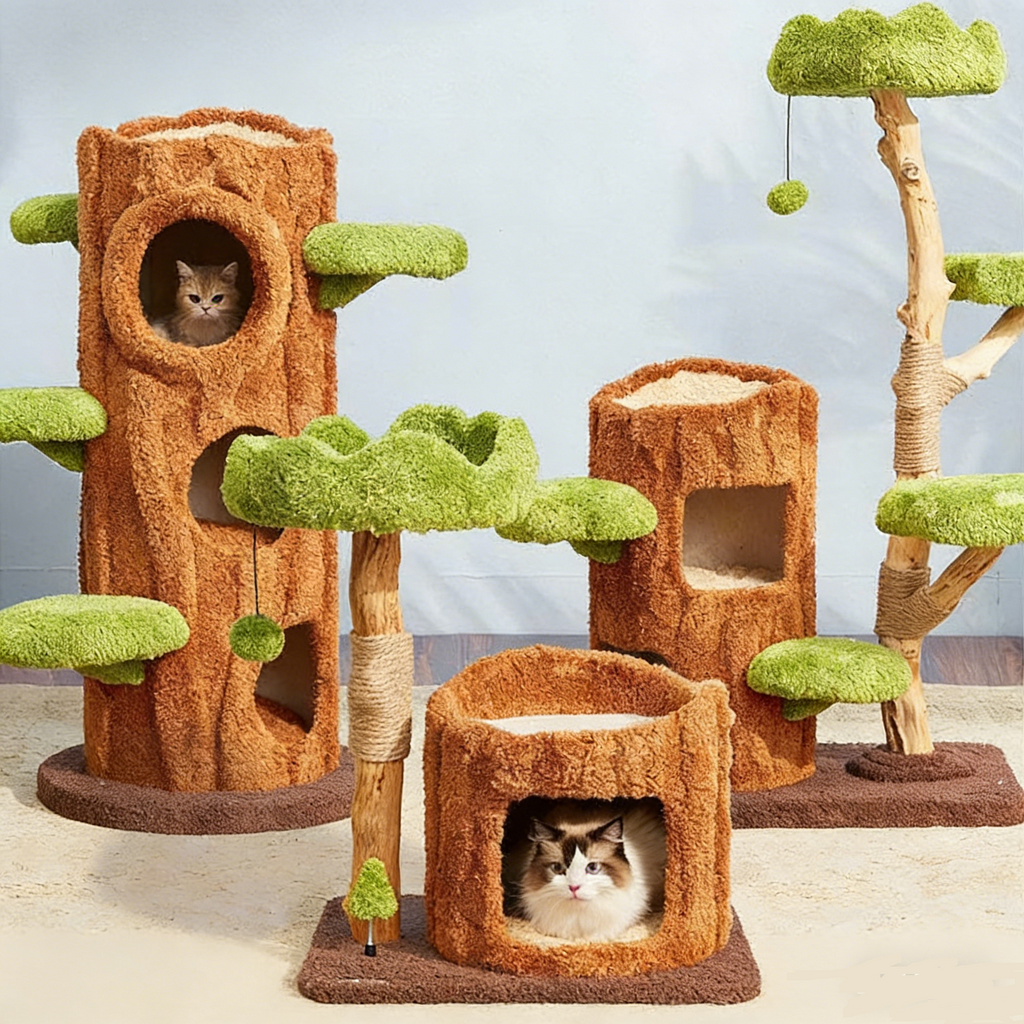 Dailypets Multi-Level Cat Tree with Enclosed Tree Houses for Large and Multiple Cats
