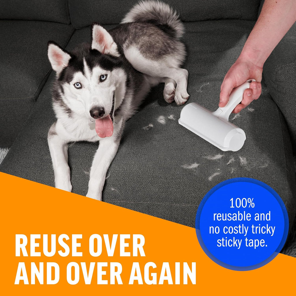 Poupipets Reusable Pet Hair Remover Roller for Dogs & Cats on Furniture, Carpets, Bedding & Car Seats