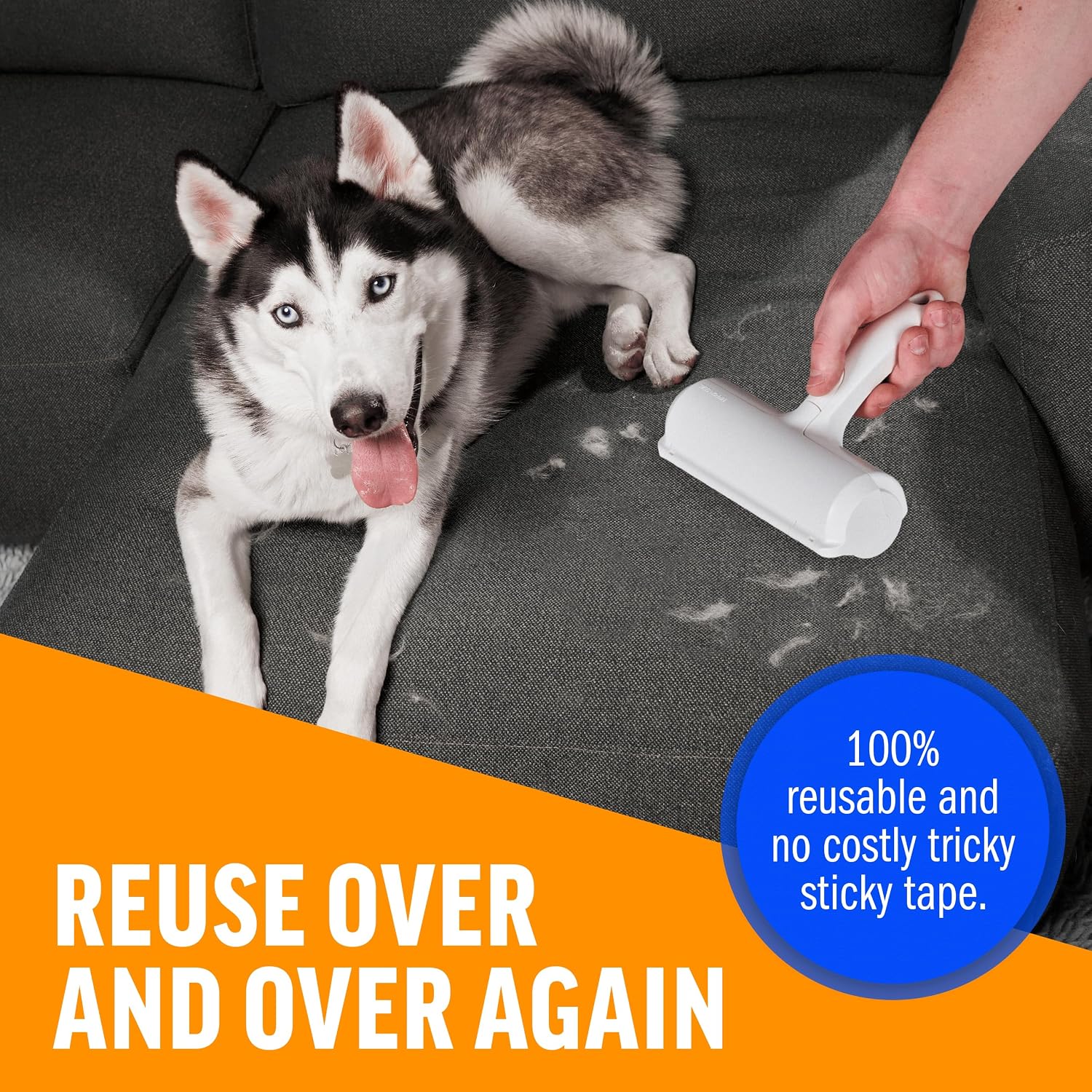 Poupipets Reusable Pet Hair Remover Roller for Dogs & Cats on Furniture, Carpets, Bedding & Car Seats