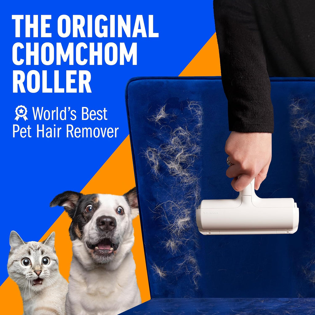 Poupipets Reusable Pet Hair Remover Roller for Dogs & Cats on Furniture, Carpets, Bedding & Car Seats