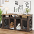 Dailypets Double Dog Crate Furniture with Storage Shelves and Removable Divider