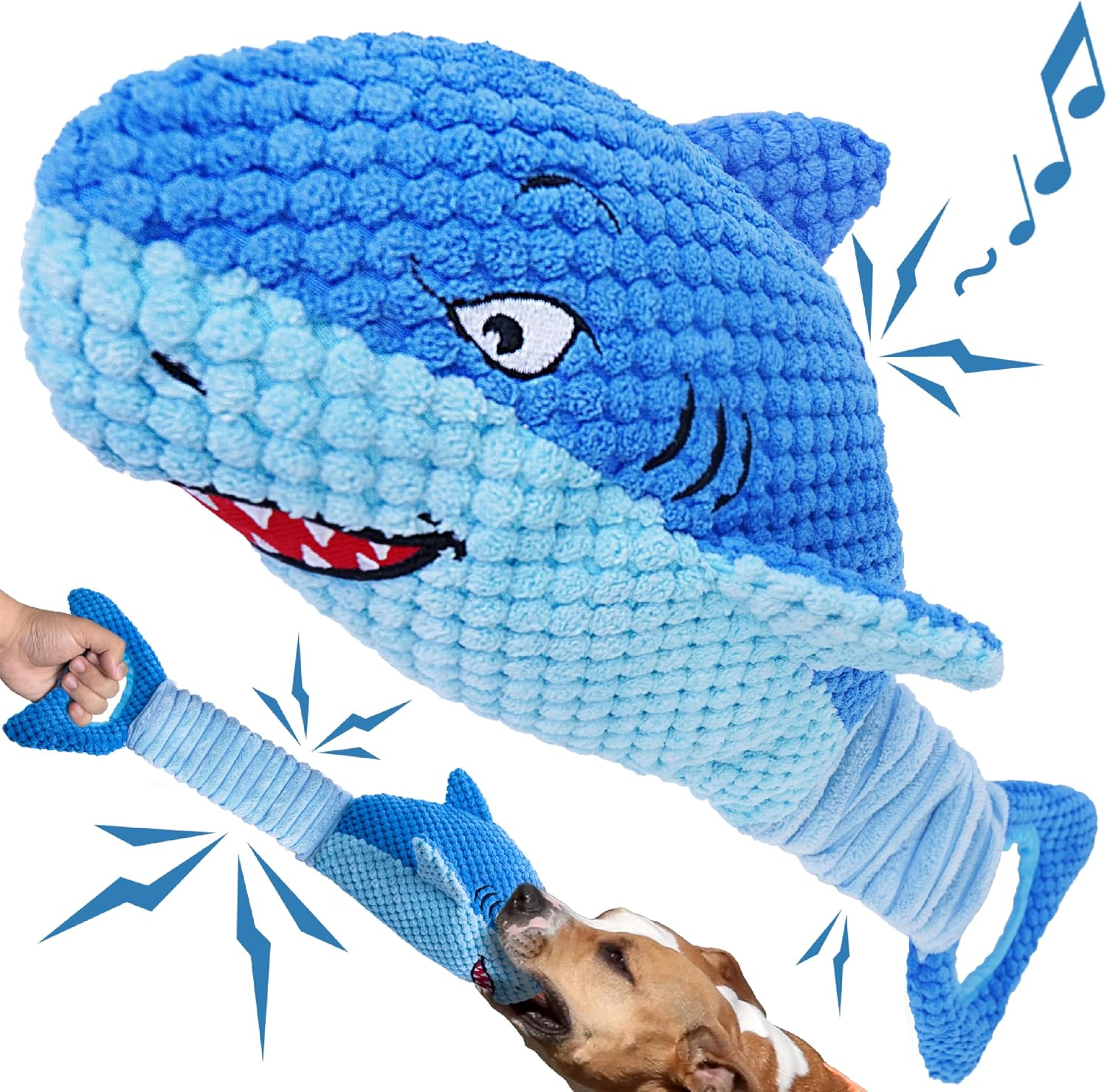 Dailypets Interactive Octopus Dog Plush Toy with Squeaky Crinkle Tug Design