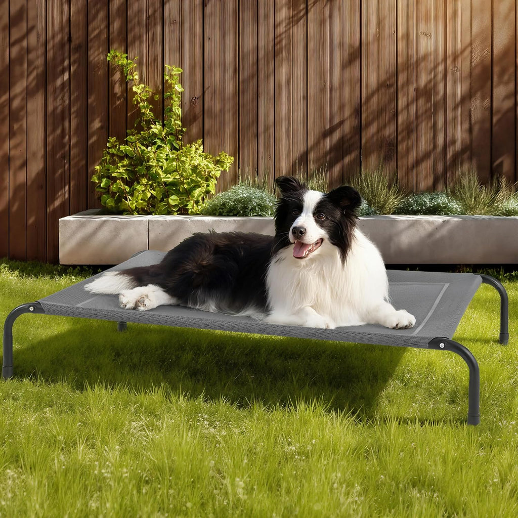 Poupipets Elevated Cooling Dog Bed with Breathable Teslin Mesh for Indoor & Outdoor Use