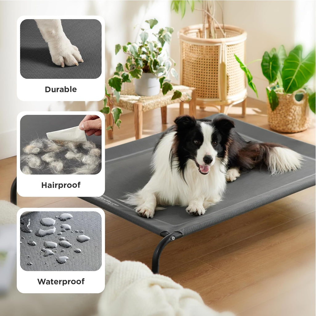 Poupipets Elevated Cooling Dog Bed with Breathable Teslin Mesh for Indoor & Outdoor Use