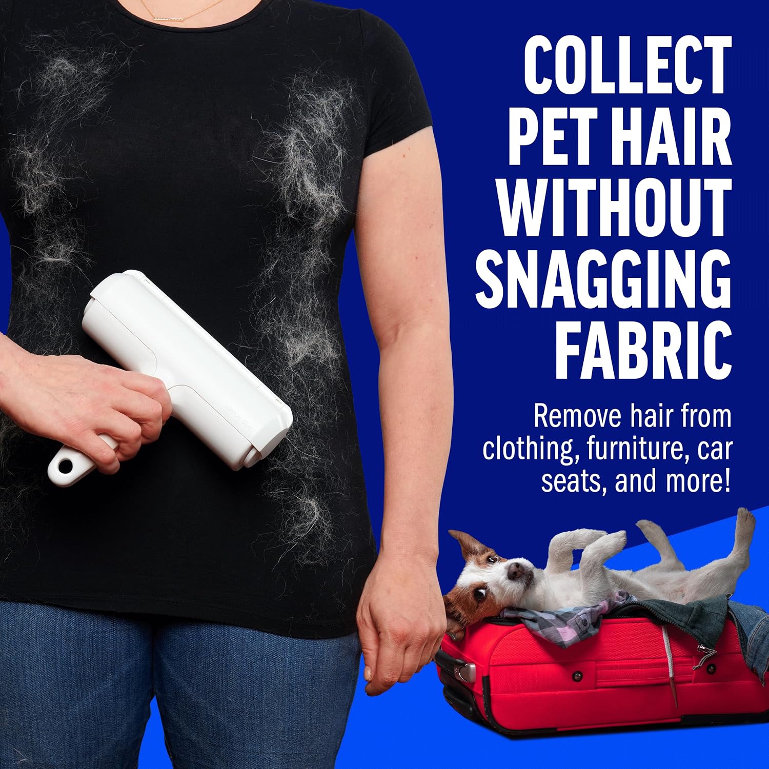 Poupipets Reusable Pet Hair Remover Roller for Dogs & Cats on Furniture, Carpets, Bedding & Car Seats