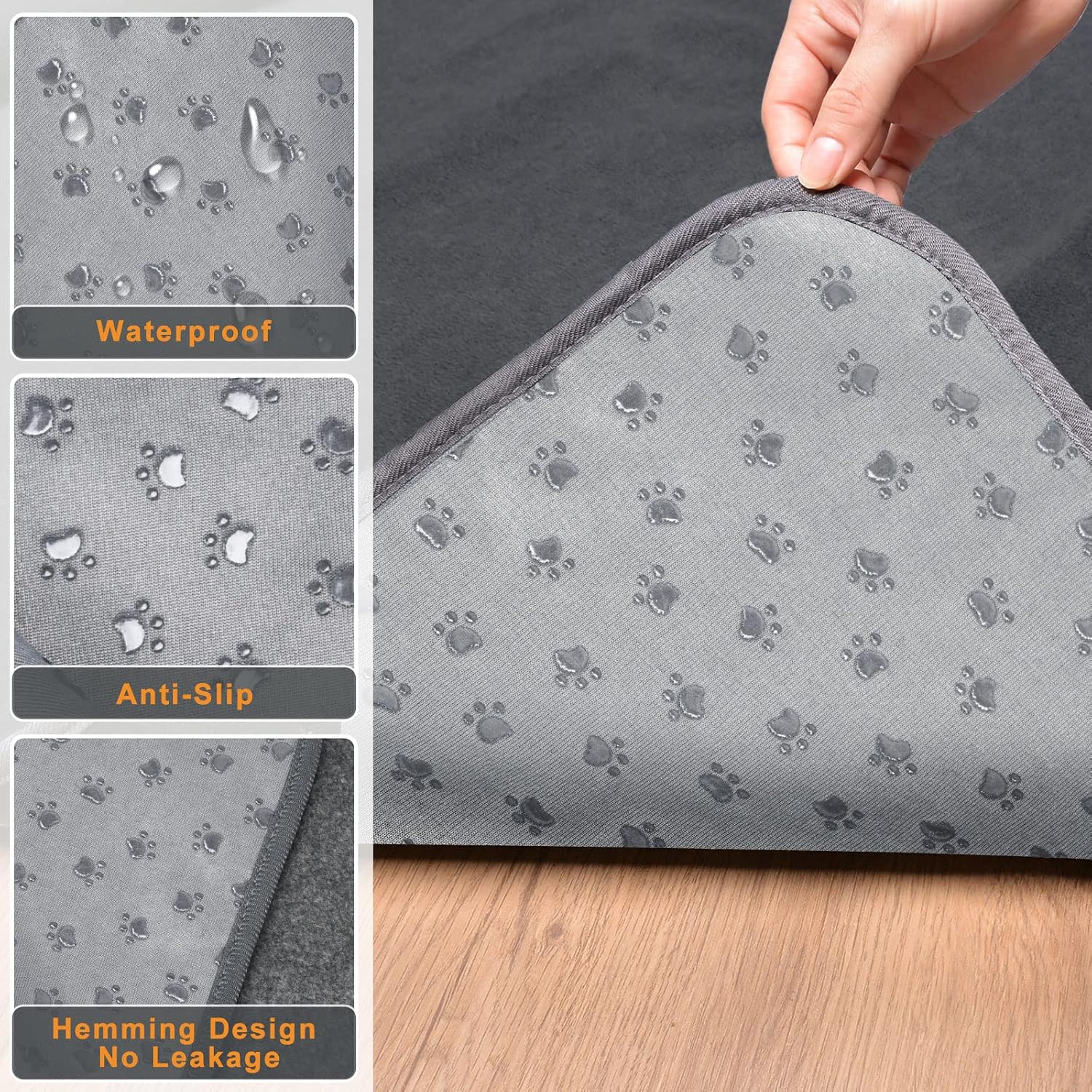 Poupipets Washable Reusable Dog Pee Pads 2-Pack with Leakproof TPU Backing and Non-Slip Base