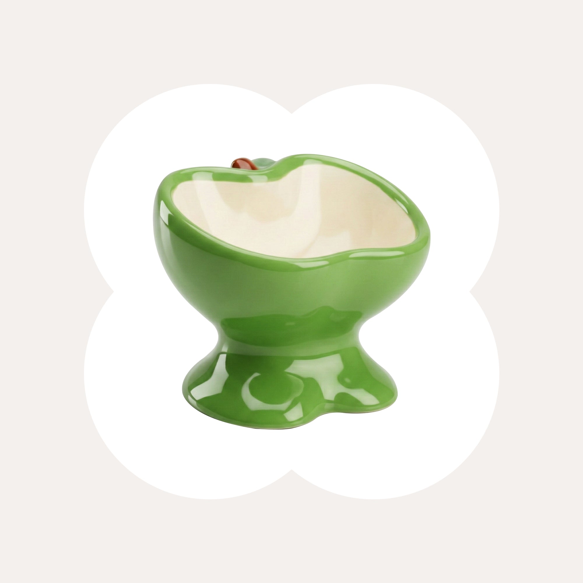 Dailypets Raised Ceramic Cat Food Bowl Apple Style Feeding Dish