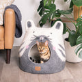 Dailypets Felted Wool Cat Hideaway with Kitty Face Design