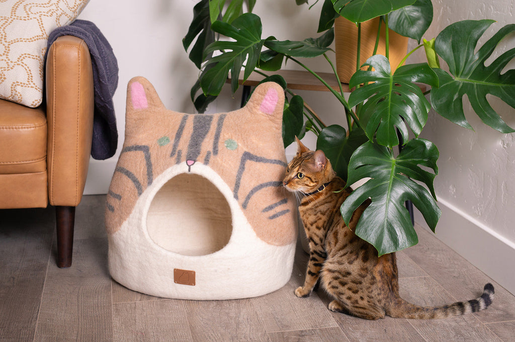 Dailypets Cozy Felted Wool Cat Cave for Kittens and Cats